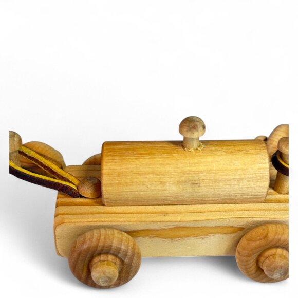Vintage Handmade Wooden Toy Train Set – Engine & 4 Cars Natural Wood - Picture 8 of 11